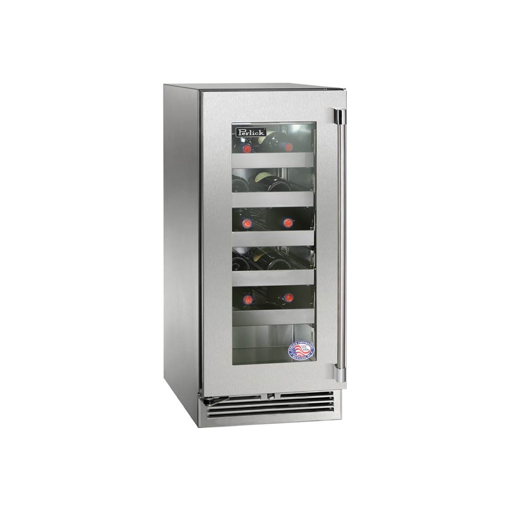 Perlick 15'' Signature Series Outdoor Wine Reserve with Stainless Steel Glass Door, Hinge Right