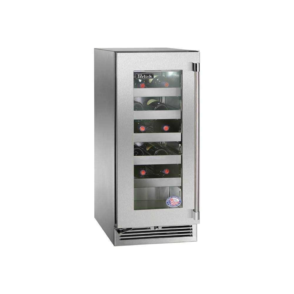 Perlick 15'' Signature Series Indoor Wine Reserve with Fully Integrated Panel-Ready Glass Door, Hinge Left