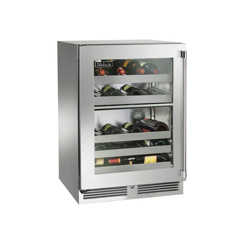 Perlick 24'' Signature Series Indoor Dual-Zone Wine Reserve with Fully Integrated Panel-Ready Solid Door, Hinge Left