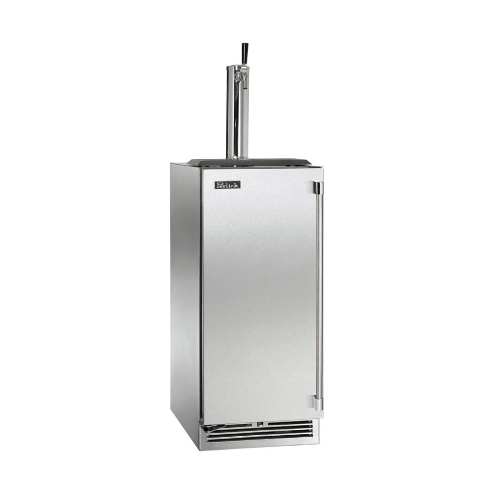 Perlick 15'' Signature Series Indoor Beer Dispenser with Fully Integrated Panel Ready Solid Door, Hinge Left, with Lock