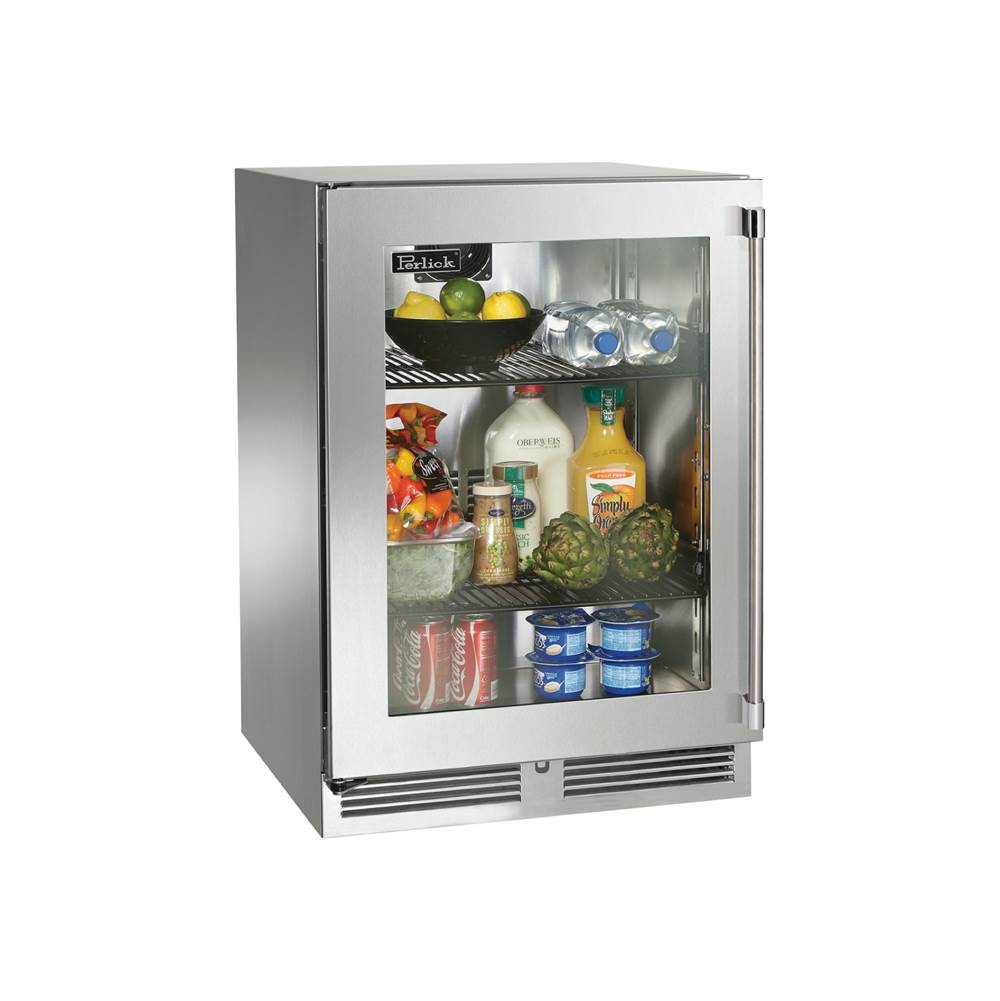 Perlick 24'' Signature Series Outdoor Refrigerator with Stainless Steel Solid Door, Hinge Right, with Lock