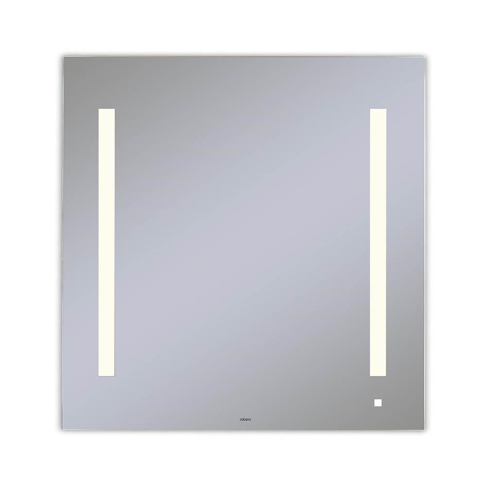 Robern AiO Lighted Mirror, 30'' x 30'' x 1-1/2'', LUM Lighting, 2700K Temperature (Warm Light), Dimmable, OM Audio, USB Charging Ports