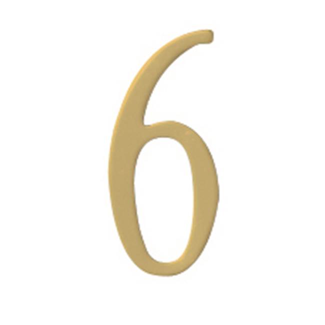Special Lite 3 inch Brass Self Adhesive Address Number.  Number: 6