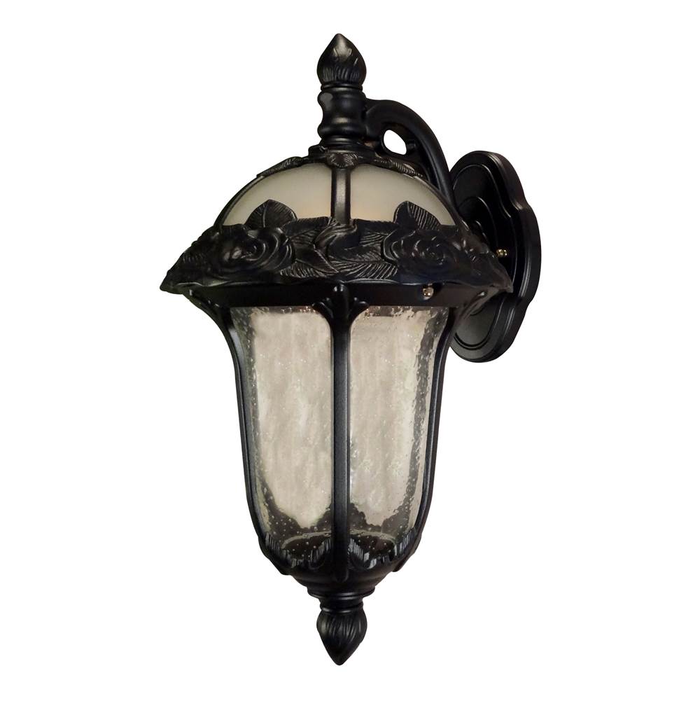 Special Lite Rose Garden F-1711-BLK-SG Rose Garden Small Top Mount 1 Light with Clear Seedy Glass Outdoor Wall Lantern