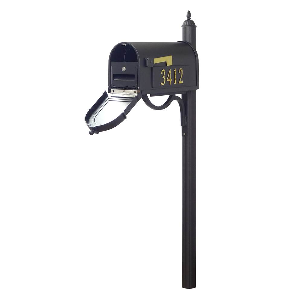 Special Lite Berkshire Curbside Mailbox with Front and Side Address Numbers, Locking Insert and Richland Mailbox Post