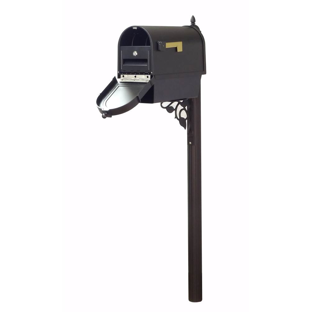 Special Lite Berkshire Curbside Mailbox with Front Numbers, Newspaper Tube, Locking Insert and Albion Mailbox Post