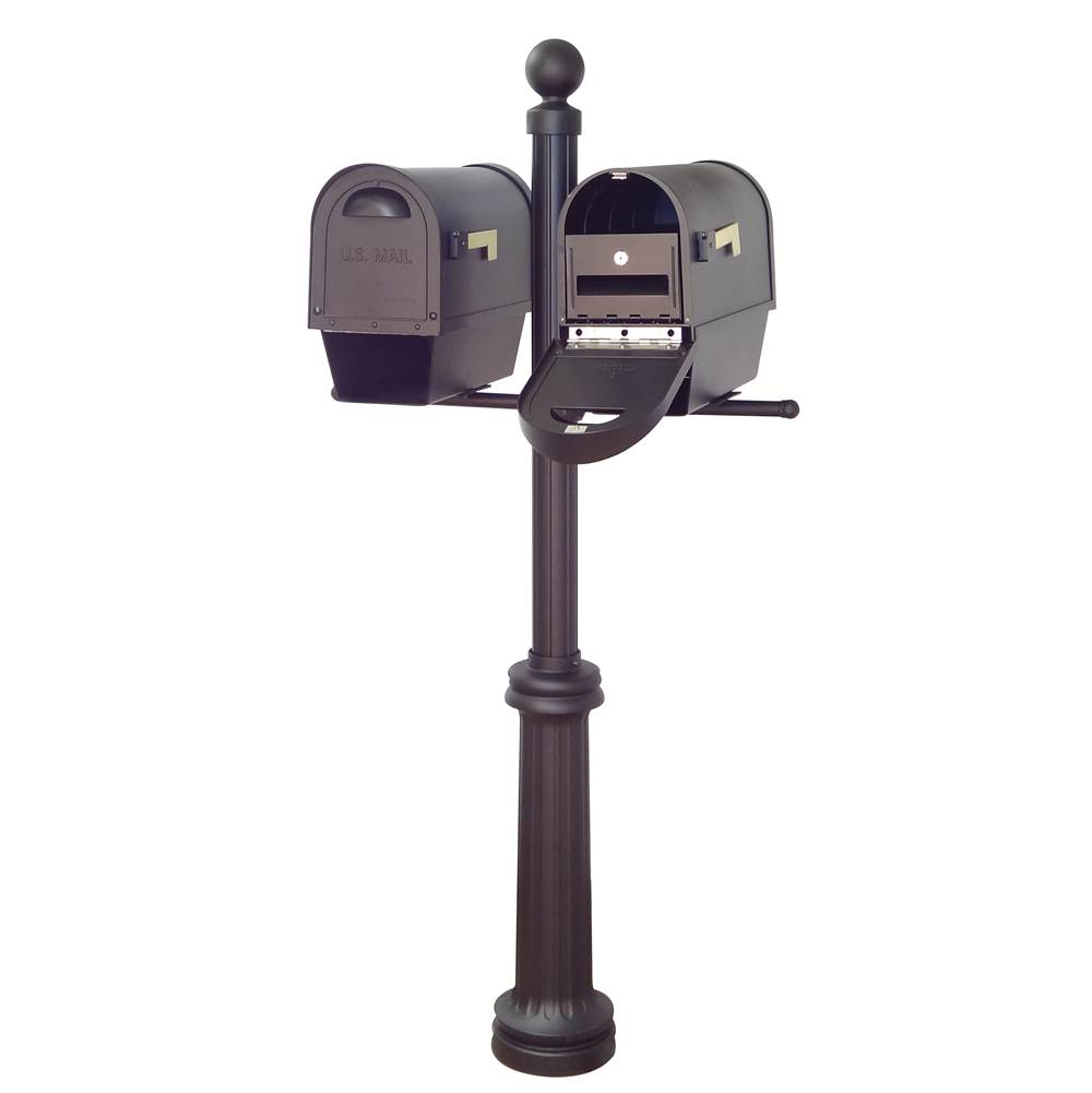Special Lite Classic Curbside Mailboxes with Newspaper Tube, Locking Inserts and Fresno Double Mount Mailbox Post