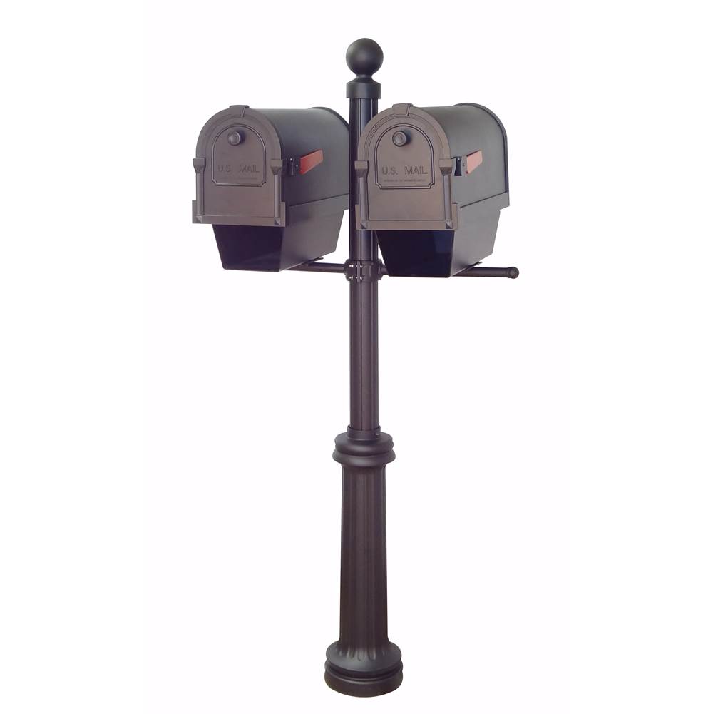 Special Lite Savannah Curbside Mailboxes with Newspaper Tubes and Fresno Double Mount Mailbox Post