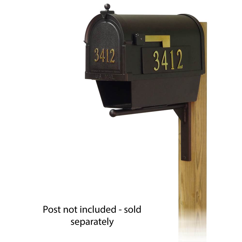 Special Lite Berkshire Curbside Mailbox with Front and Side Address Numbers, Newspaper tube and Ashley front single mailbox mounting bracket