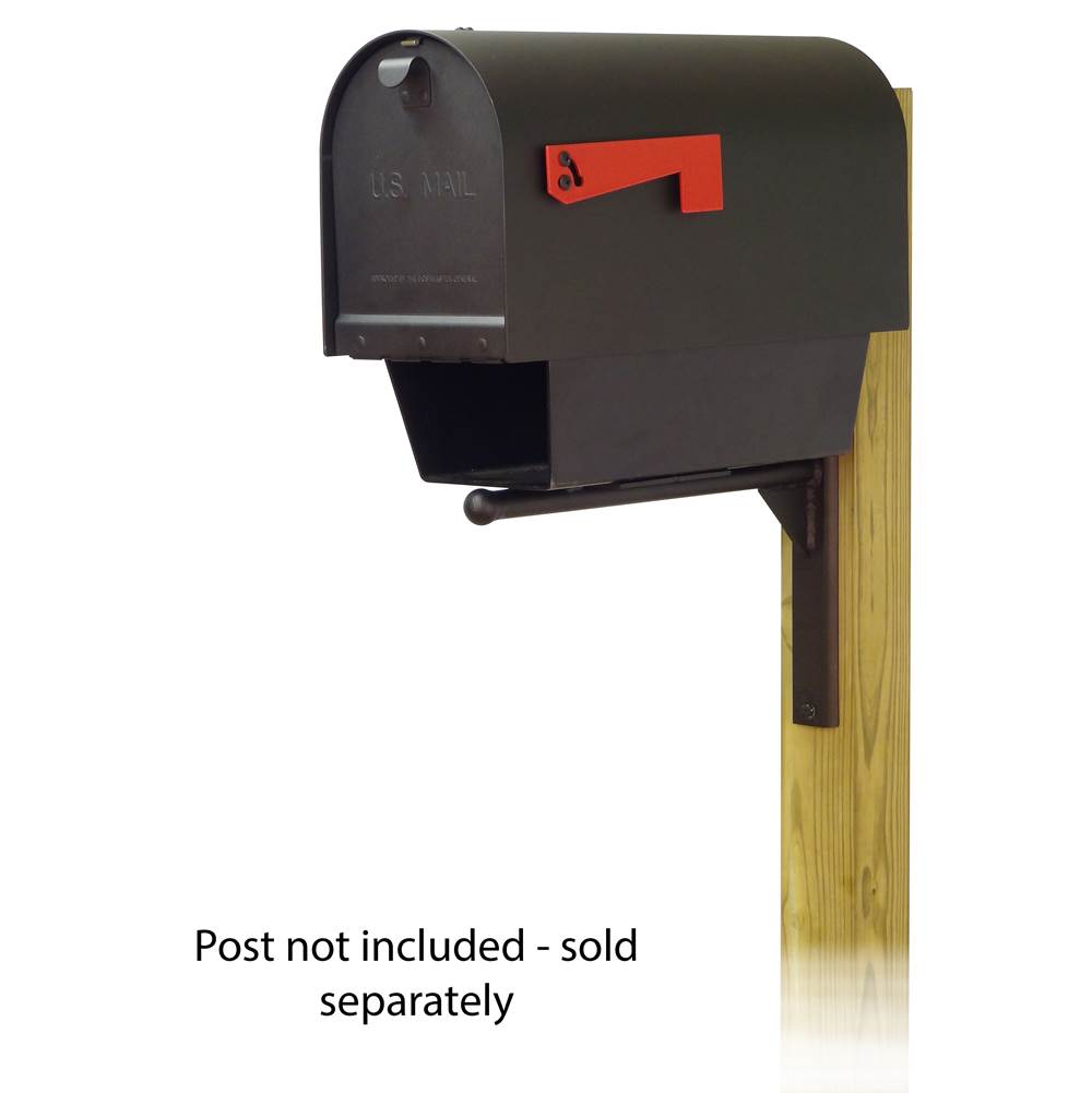 Special Lite Titan Aluminum Curbside Mailbox with Newspaper tube and Ashley front single mailbox mounting bracket