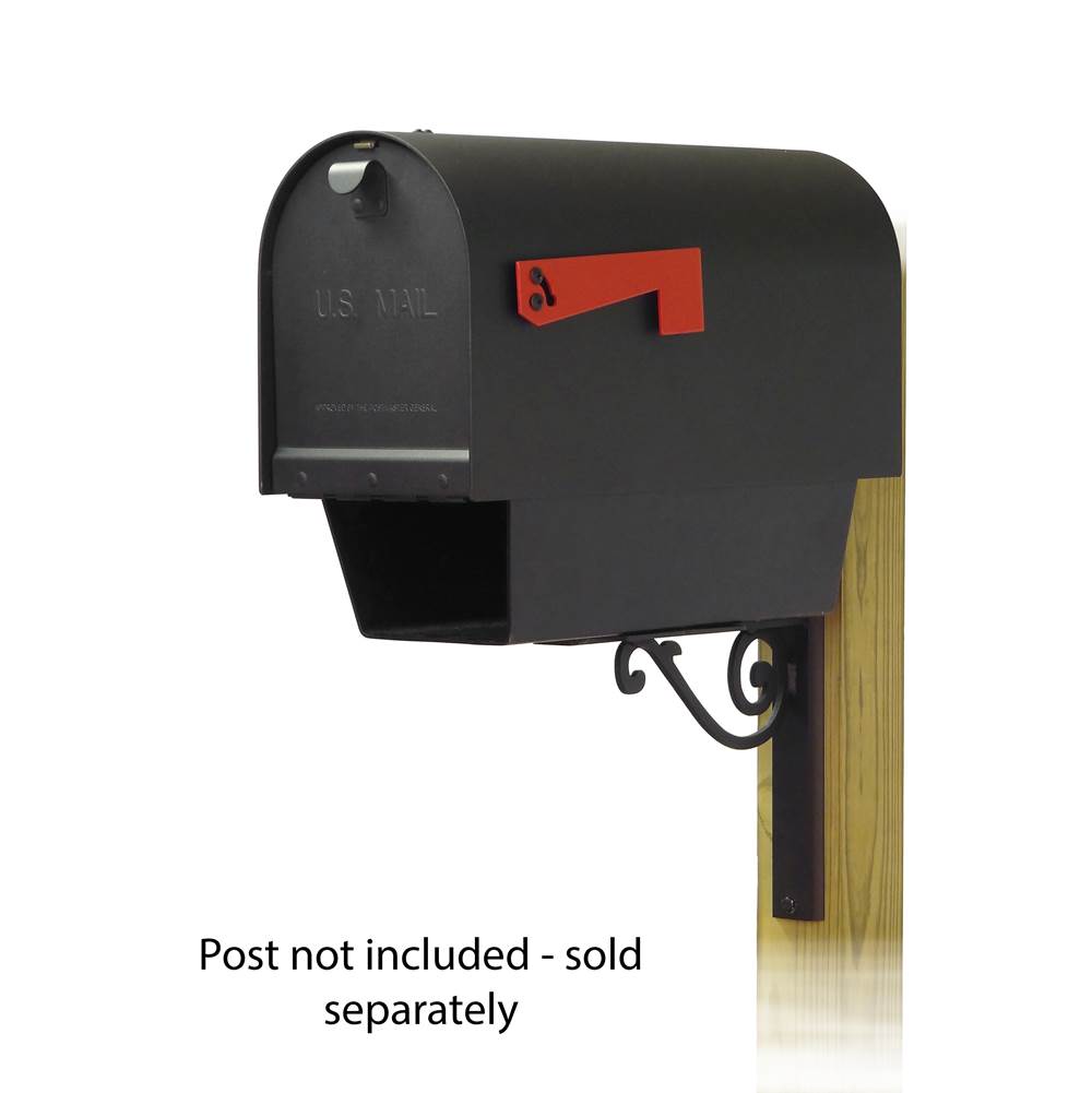 Special Lite Titan Aluminum Curbside Mailbox with Newspaper tube and Baldwin front single mailbox mounting bracket