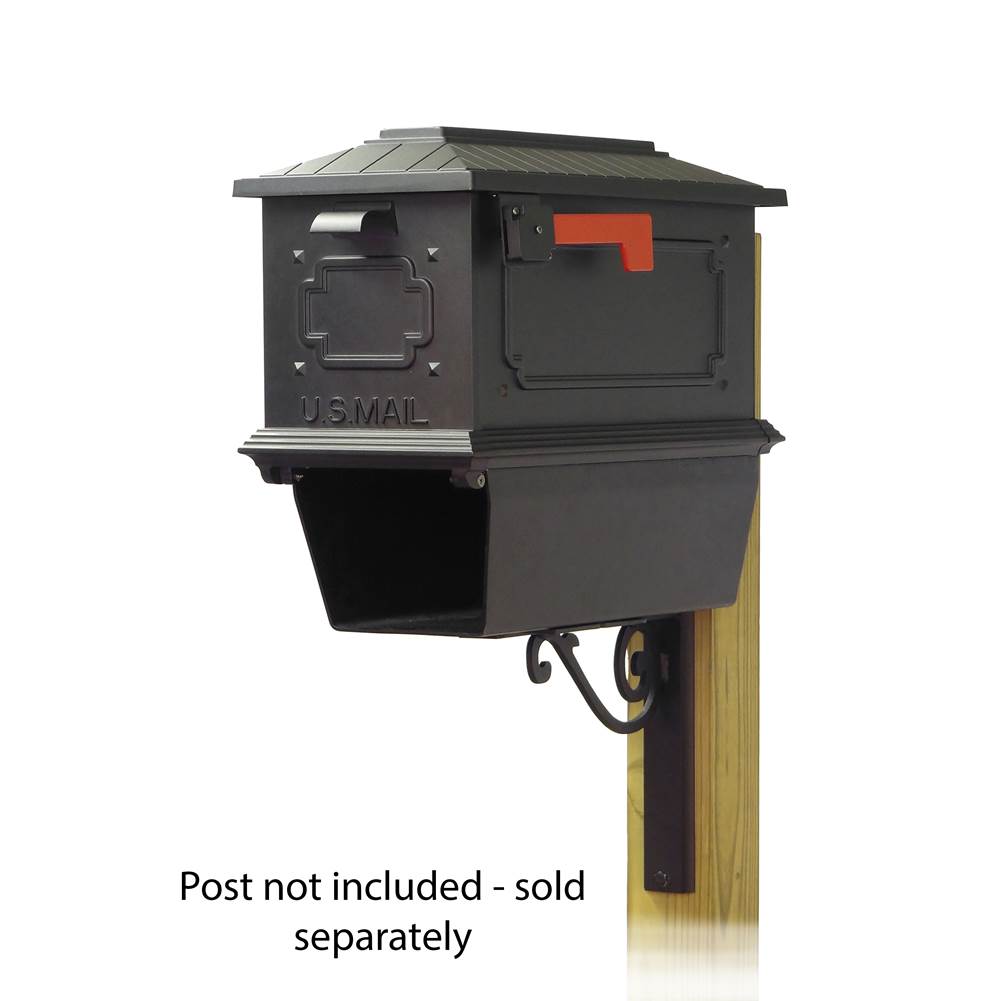 Special Lite Kingston Curbside Mailbox with Newspaper tube and Baldwin front single mailbox mounting bracket
