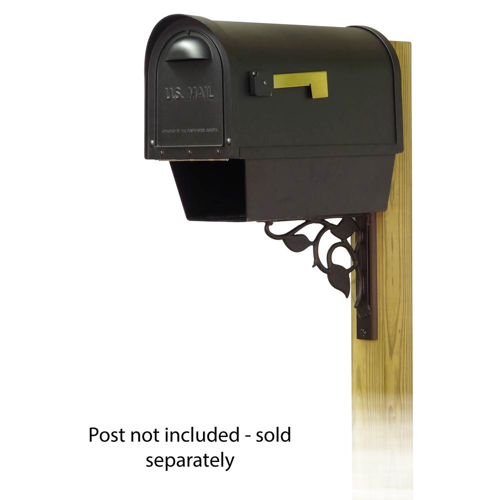 Special Lite Classic Curbside Mailbox with Newspaper tube and Floral front single mailbox mounting bracket
