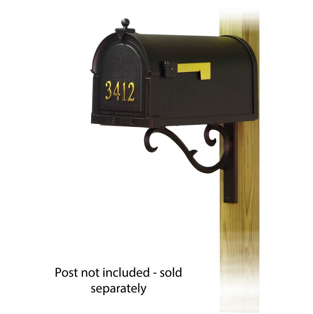 Special Lite Berkshire Curbside Mailbox with  Front Address Numbers and Sorrento front single mailbox mounting bracket