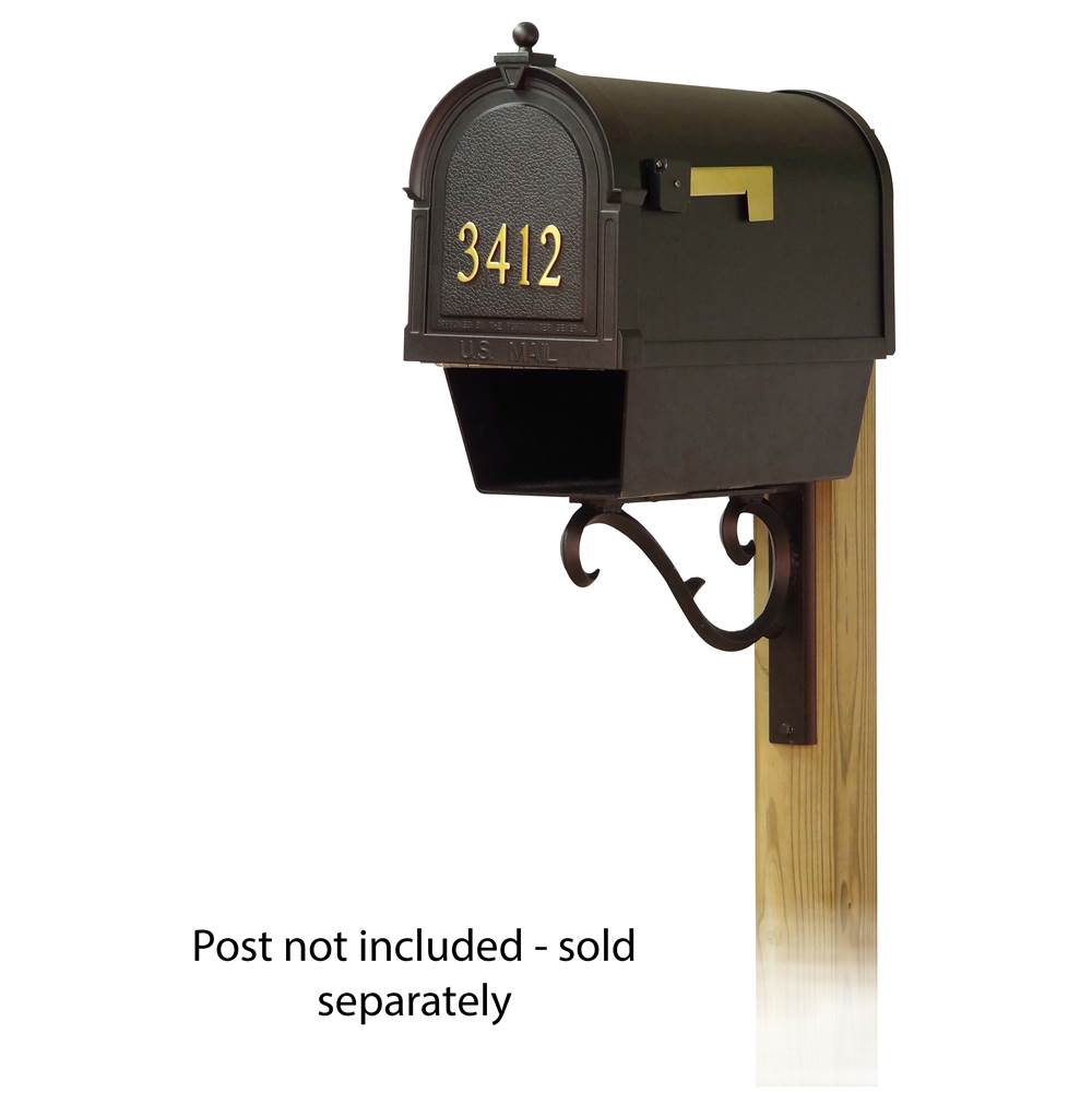 Special Lite Berkshire Curbside Mailbox with Front Address Numbers, Newspaper tube and Sorrento front single mailbox mounting bracket