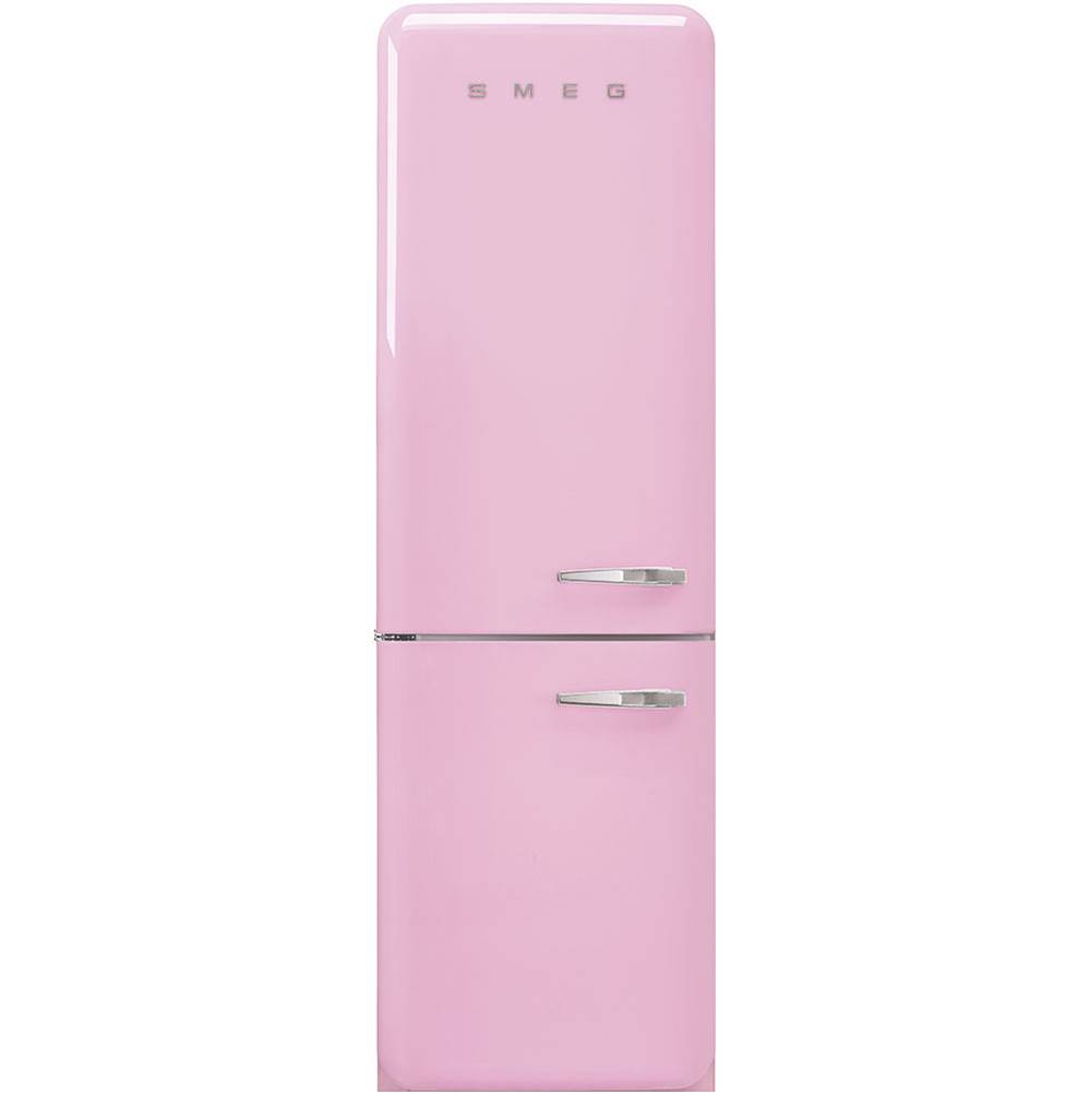 Smeg USA Fab32 Retro 60 cm Refrigerator with Bottom-Freezer. Pink. Left Hinge