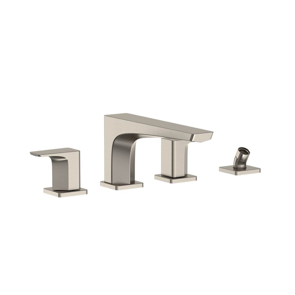 TOTO Toto® Ge Two-Handle Deck-Mount Roman Tub Filler Trim With Handshower, Brushed Nickel