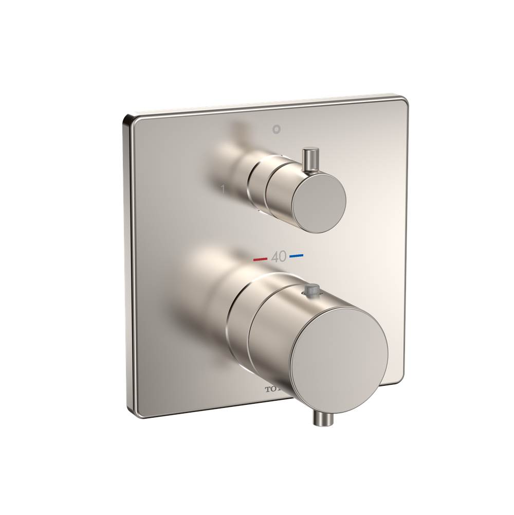 TOTO Toto® Square Thermostatic Mixing Valve With Two-Way Diverter Shower Trim, Brushed Nickel