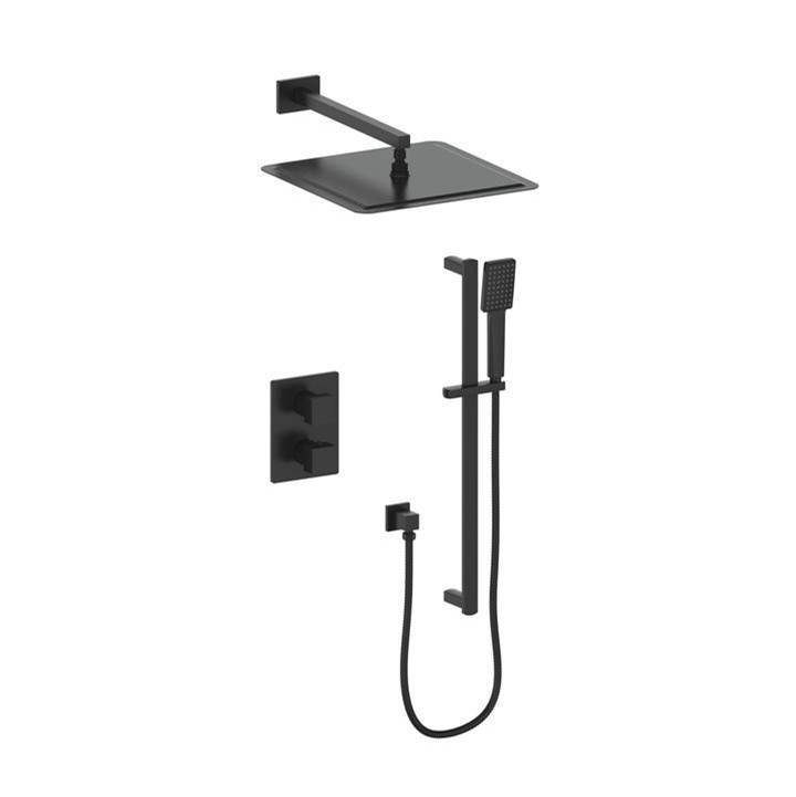 Z-Line Crystal Bay Thermostatic Shower System in Matte Black