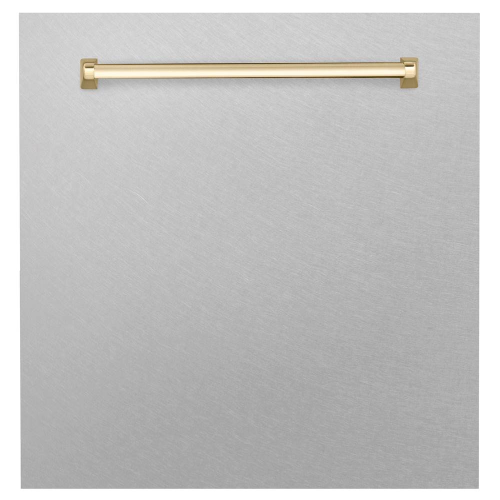 Z-Line 24'' Autograph Edition Monument Dishwasher Panel in DuraSnow® Stainless Steel with Gold Handle