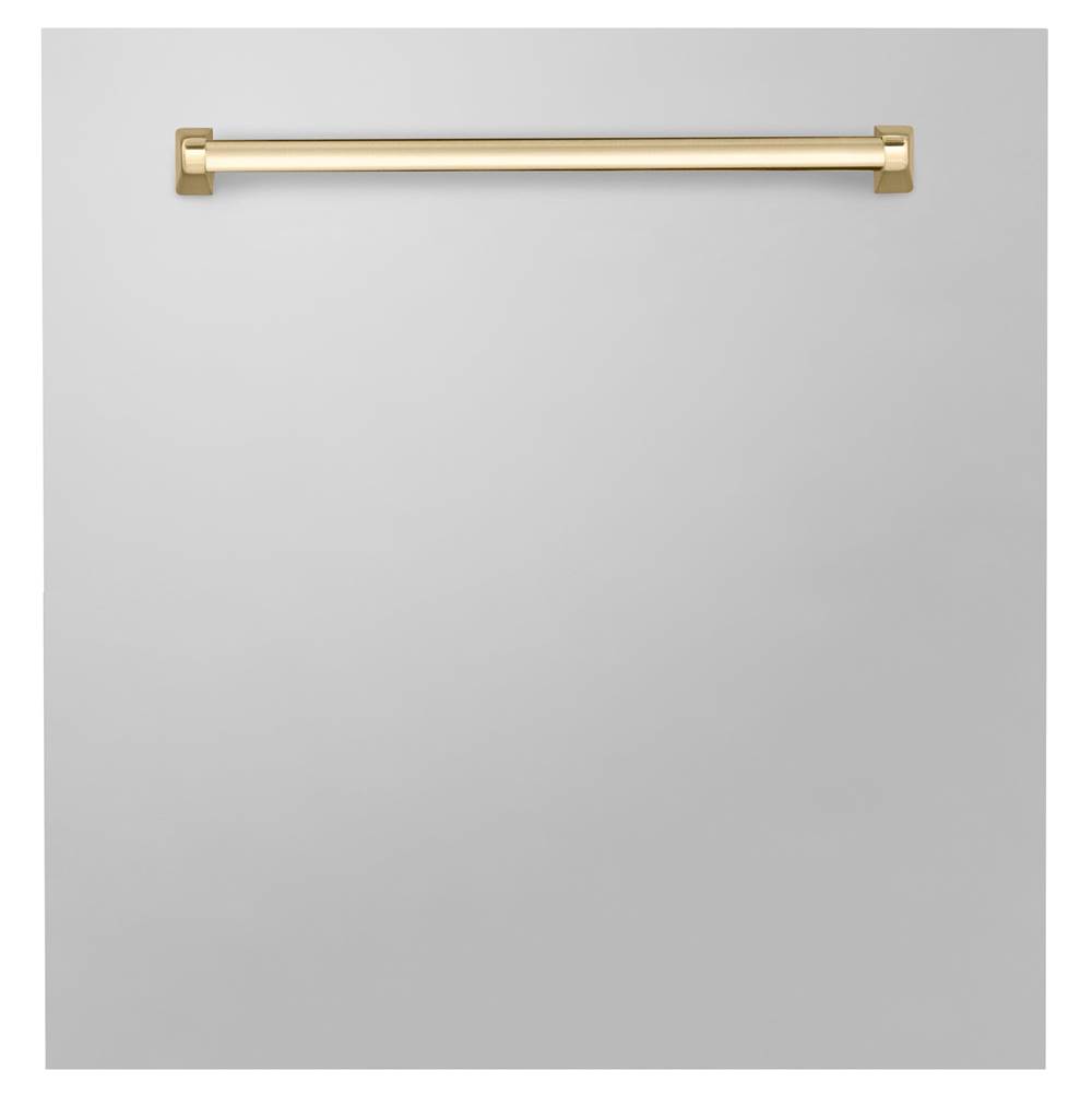 Z-Line 24'' Autograph Edition Monument Dishwasher Panel in Stainless Steel with Gold Handle