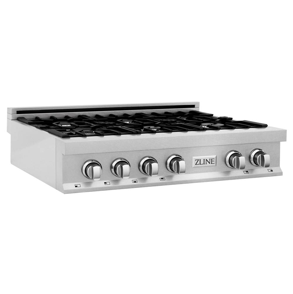 Z-Line 36'' Porcelain Rangetop in DuraSnow Stainless Steel with 6 Gas Burners