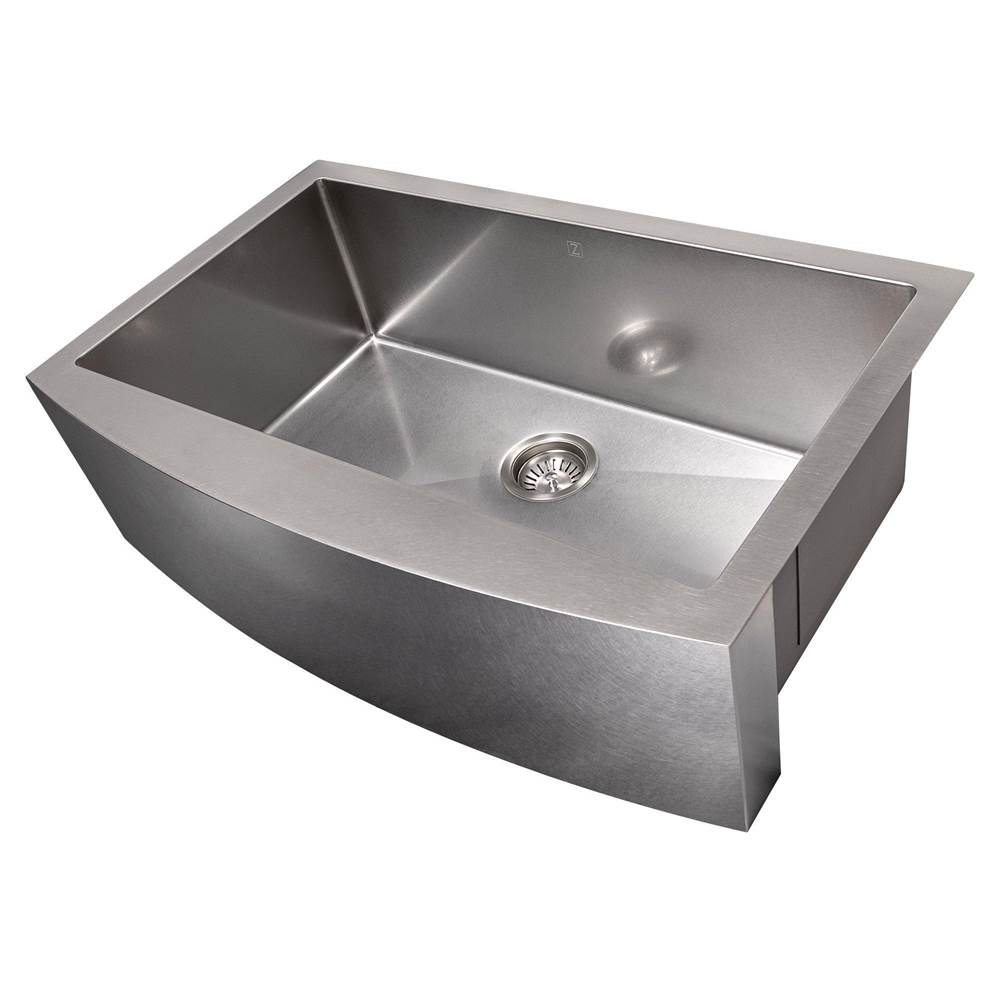 Z-Line Vail Farmhouse 33'' Undermount Single Bowl Sink in DuraSnow Stainless Steel