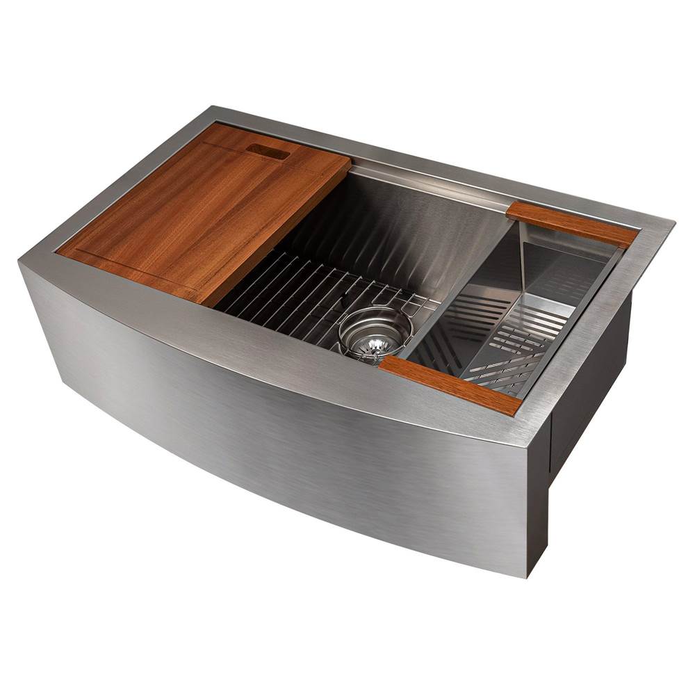 Z-Line Moritz Farmhouse 33'' Undermount Single Bowl Sink in Stainless Steel with Accessories
