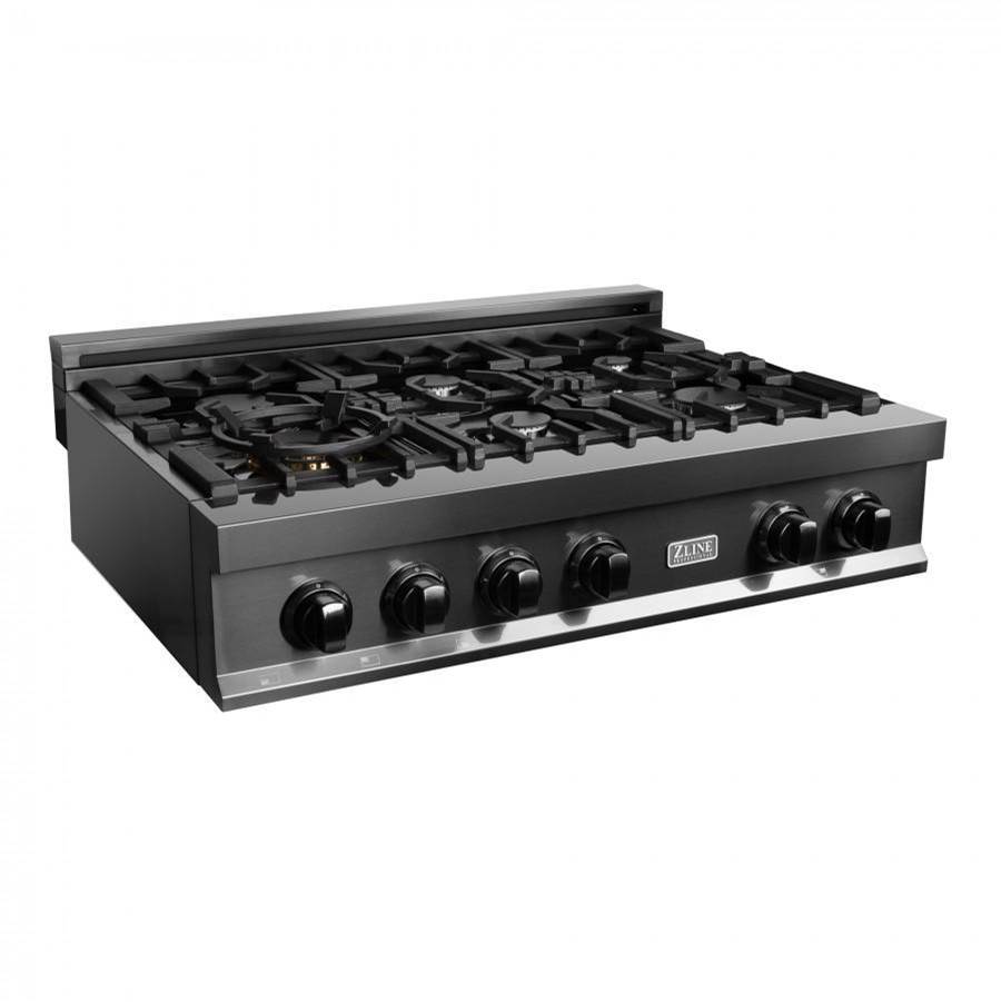 Z-Line 36'' Porcelain Rangetop in Black Stainless with 6 Gas Burners